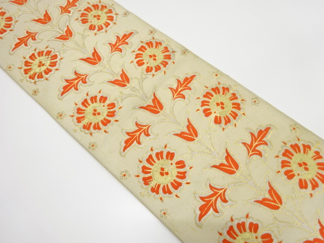 アンティーク　川島織物製　花更紗模様織り出し袋帯（材料）